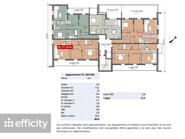 Appartement 3 pièces - 80 m²