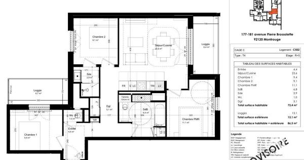 Appartement à vendre 4 pièces 73 m² Montrouge