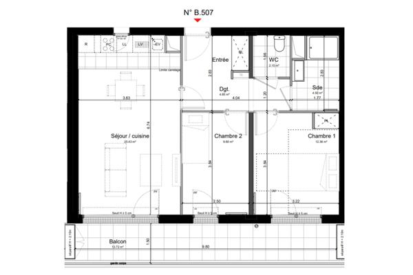Appartement - 3 pièces - 62,76 m² - Argenteuil (95000)