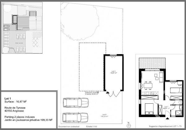 Terrain à vendre  199 m 2   ANGRESSE  - 40