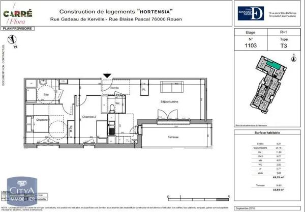 Appartement à louer 3 pièces 63.7m² Rouen (76100)