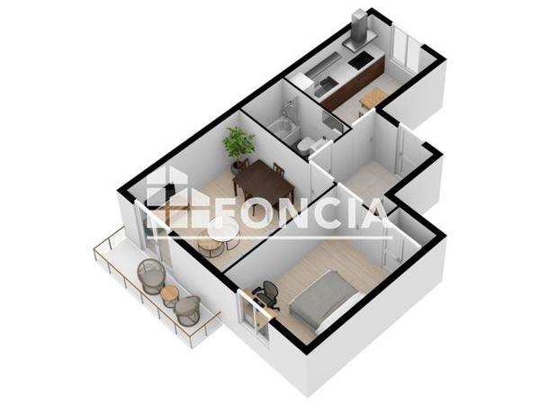 Location Appartement 2 pièces 40.71 m² - 20 RUE DU DOCTEUR HERMITTE Grenoble 38000