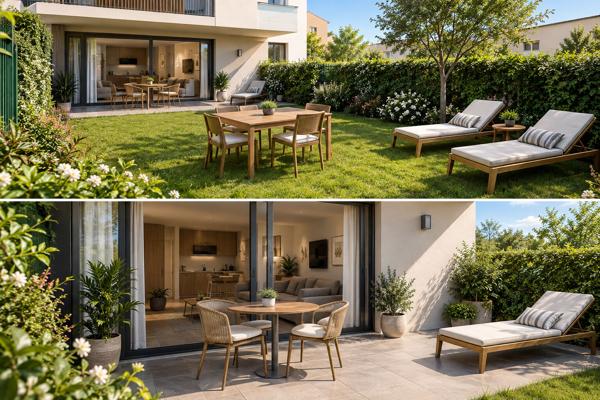 Magnifique Studio neuf de 30m2 avec terrasse (13m2), jardin (24m2) et parking extérieur
