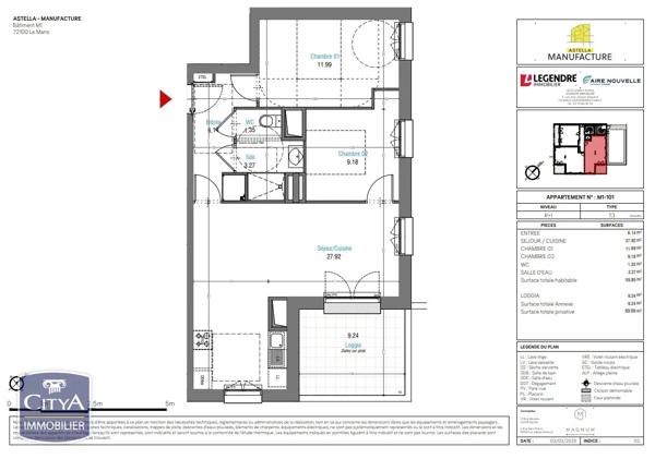 Appartement à vendre 3 pièces 59.85m² Le Mans (72000)