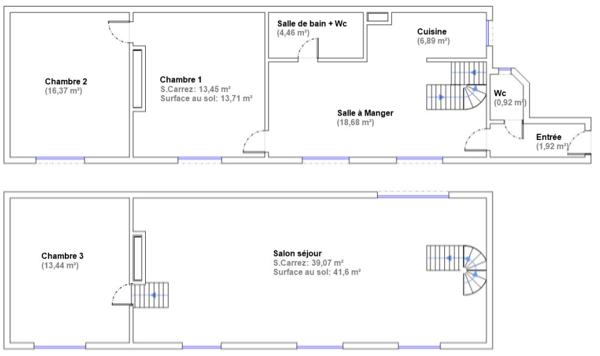 Etienne Marcel - Duplex en dernier étage - 2/3 chambres - Ensoleillé