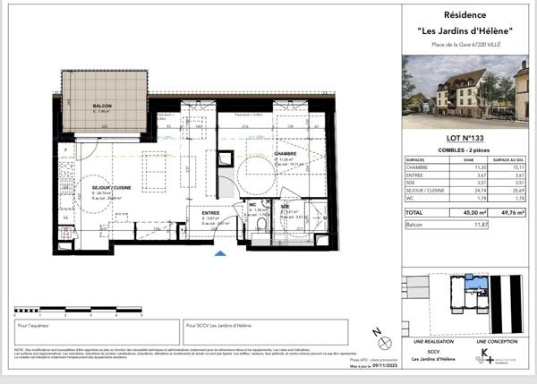 Appartement 2 pièces 49.76m²