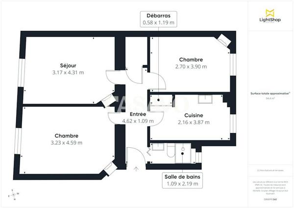 Vente Appartement 3 pièces de 59m² - 92150 Suresnes