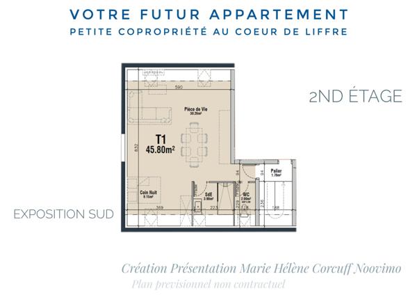 T1 rénové – 45,8 m² – Hyper centre de Liffré – Pré-commercialisatio