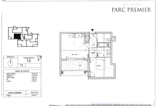 Montpellier (34000) Montpellier(34), Appartement T2 de 42 m2 avec Terrasse 7 m2 plein sud vue dégagée