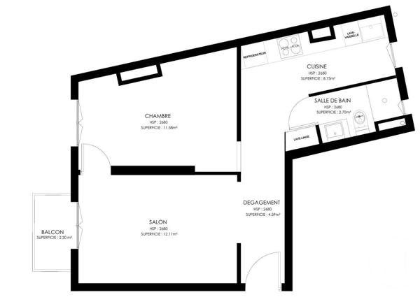 Appartement F2 à vendre  2 pièces - 39,73 m2 PARIS - 75019