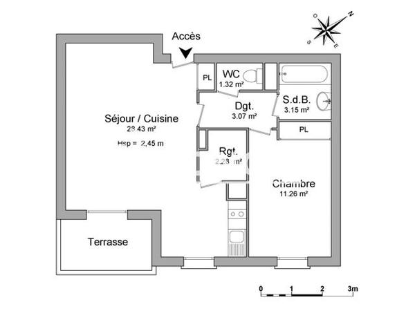 Location Appartement 2 pièces 49.51 m² - 2/4/6/8 RUE DR GAL GRAUWIN Beziers 34500