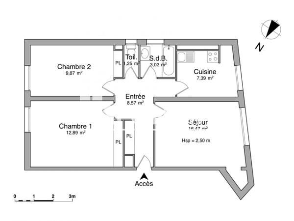 Location Appartement 3 pièces 59.46 m² - 42 RUE EUGENE GOUILLARD Nantes 44100