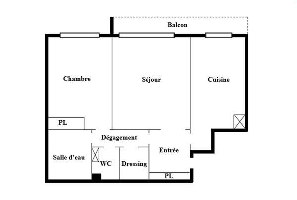 PUTEAUX/ Appartement 2 pièces 54m² - 1 Balcon de 5m² et 1 Cave