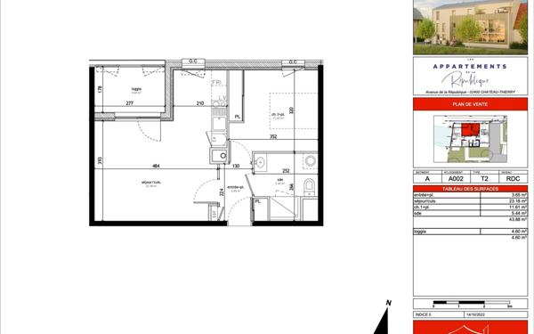 Appartement à vendre    2 pièces • 43,88 m2 Château-Thierry