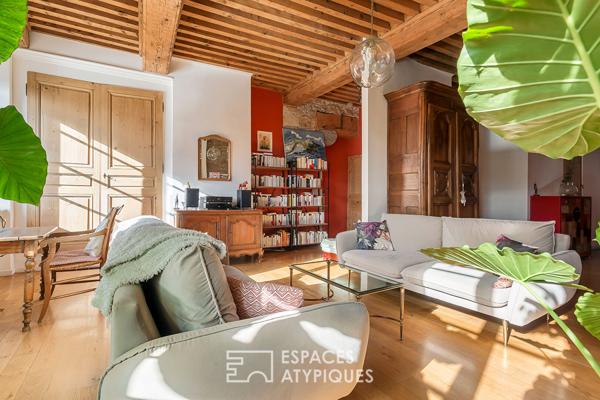 Appartement familial de caractère avec vue Saône et jardin commun