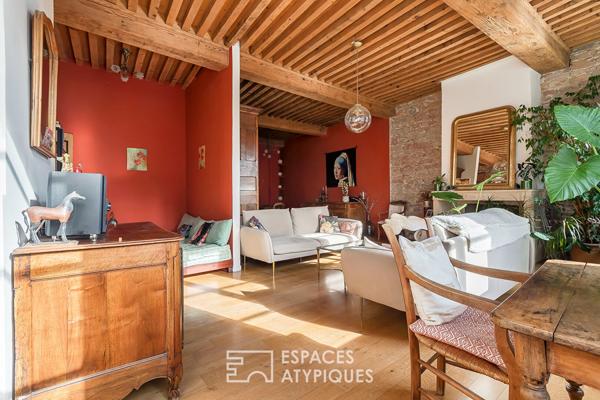 Appartement familial de caractère avec vue Saône et jardin commun