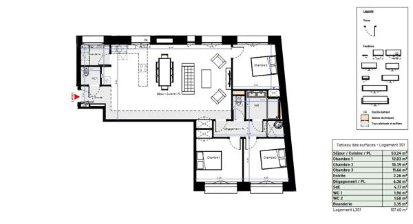 Appartement Beziers 4 pièce(s) 107 m2 avec parkings