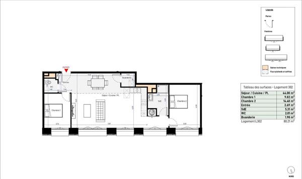 Appartement Beziers 3 pièce(s) 80.21 m2 avec parkings