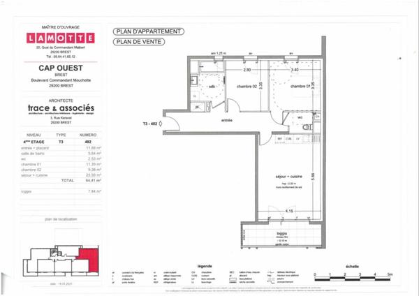 Appartement à louer 3 pièces - 64 m²