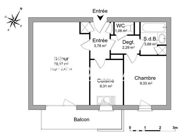 Location Appartement 2 pièces 46.64 m² - 4/6 RUE DU RECTEUR BRUNTZ Nancy 54000