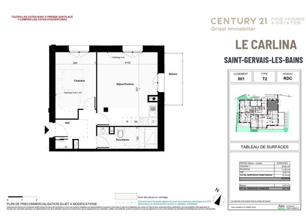 Appartement F2 à vendre  2 pièces - 44,78 m2 ST GERVAIS LES BAINS - 74