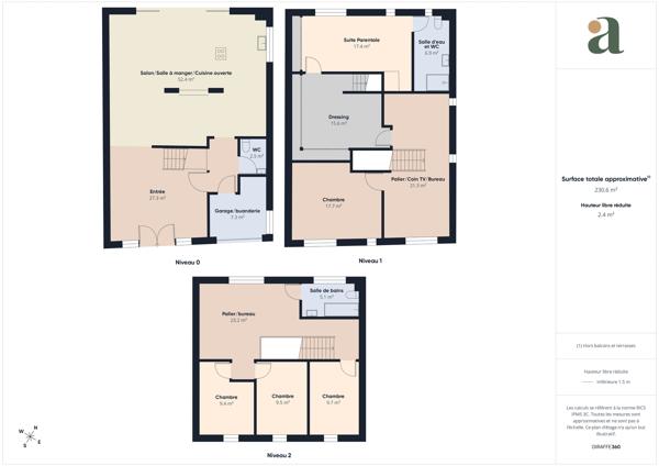 Vaste maison familiale d'architecte de 220M2 Jardin 5 chambres Un garage/buanderie Mobilier sur-mesure 2 parking Rezé Rue de l’Aérodrome