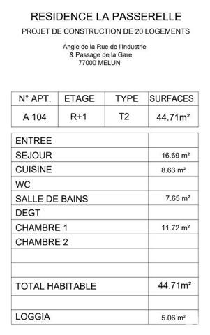 Appartement à vendre 2 pièces 45 m² Melun