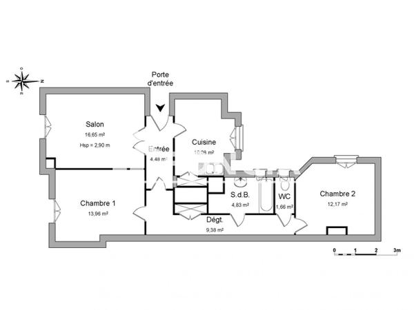 Location Appartement 3 pièces 73.21 m² - 3EME GAUCHE Rennes 35000