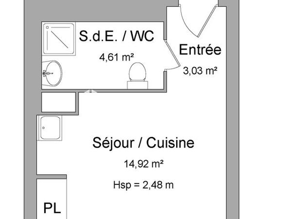 Location Studio 22.25 m² - DURAMEN 3 Grenoble 38100
