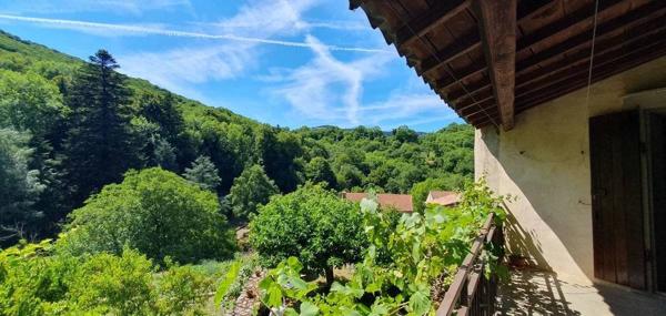 Maison de village en pierre – Serviès (commune d’Avène) – 100 m² – Terrasses et jardin.