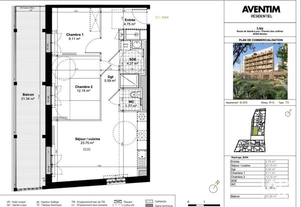 Appartement à vendre 3 pièces 61 m² Nantes