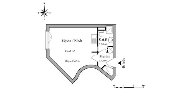Location Studio 27 m² - Ermont 95120