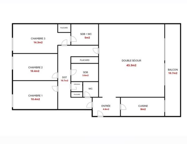 Appartement à vendre 5 pièces de 114 m²