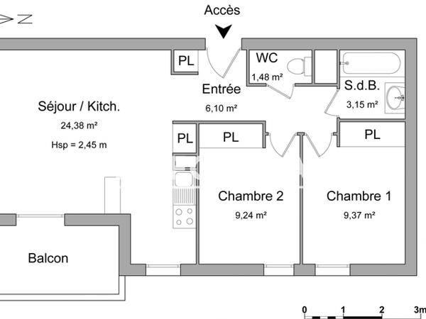 Location Appartement meublé 3 pièces 53.72 m² - 20 AV DES NATIONS Onet Le Chateau 12850