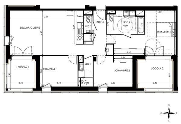 Appartement
         4 pièces
        - 96 m² 379 000 € *