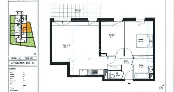 Location Appartement 3 pièces 63 m² - Lens 62300