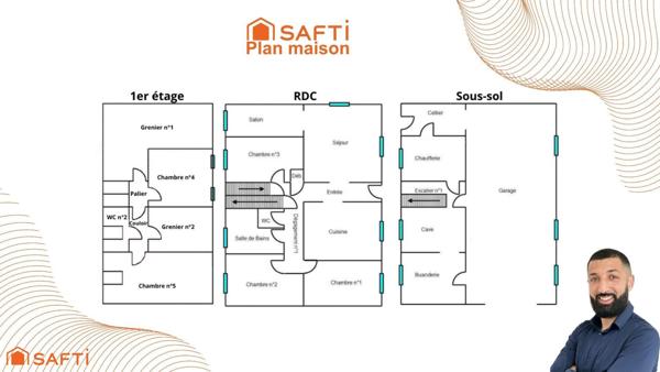 Charmante maison en pierre de 111 m² habitables, 5 pièces spacieuses et lumineuses dans un cadre paisible.