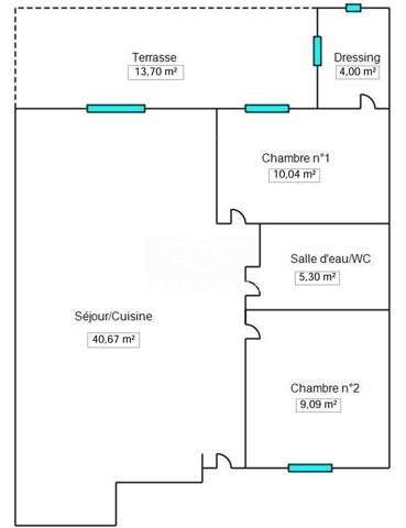 Appartement T3 de 69 m² avec terrasse — Sète