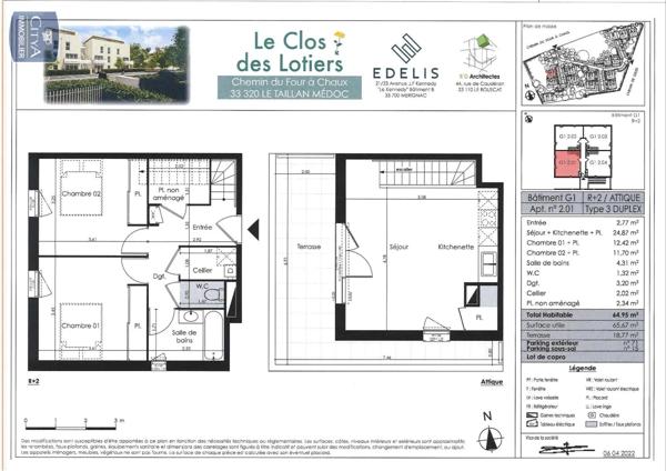 Appartement à louer 3 pièces 64.95m²