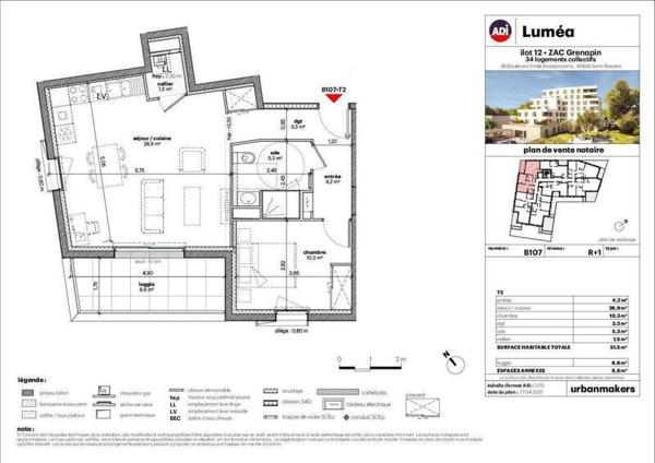 Appartement 2 pièces                                        - 44600 Saint-Nazaire Réf : 3715