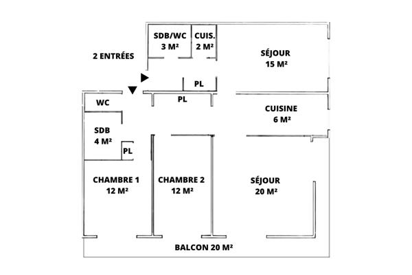 Appartement 4 pièces - 90 m² Exclusivité efficity