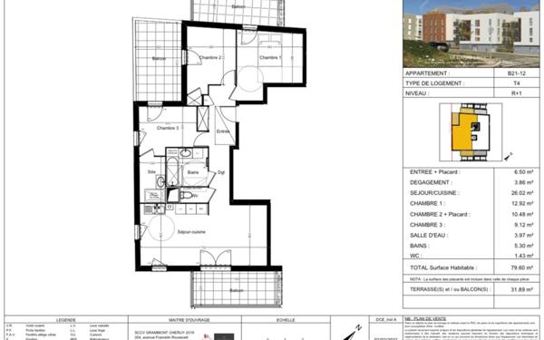 Appartement à vendre    4 pièces •  Pont-de-Chéruy