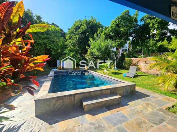 Grand espace de vie extérieur avec carbet, terrasse & piscine – Maison familiale à Dizac au Diamant