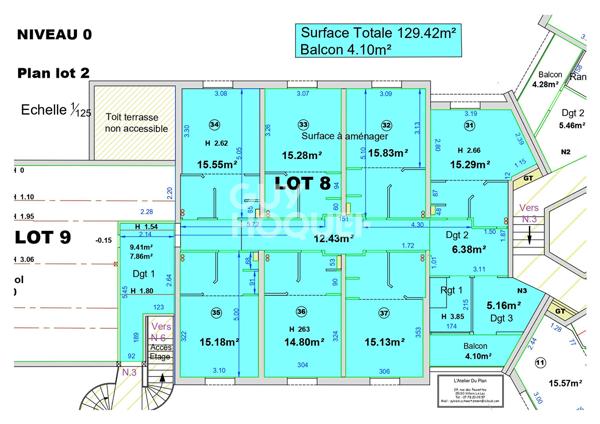 Surface à aménager (lots 8 et 9) - Maizières - 170.76 m2 - appartement 7 pièces+ balcon + grenier aménageable