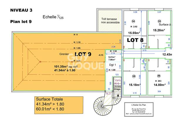 Surface à aménager (lots 8 et 9) - Maizières - 170.76 m2 - appartement 7 pièces+ balcon + grenier aménageable