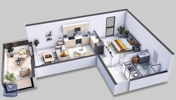 Appartement à louer 2 pièces 45.3m²