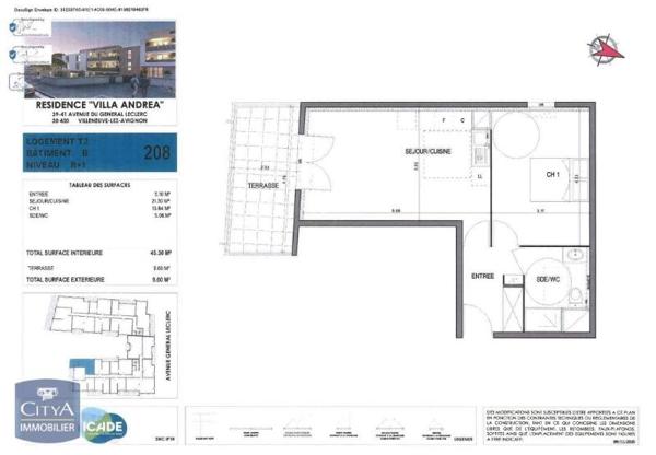 Appartement à louer 2 pièces 45.3m²