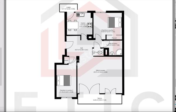 Appartement T3 - Vernay - Balcon - Expo Sud - Traversant - Parking