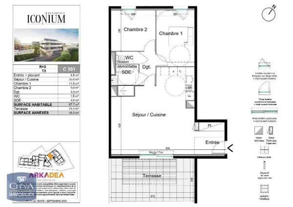 Appartement à louer 3 pièces 67.7m²