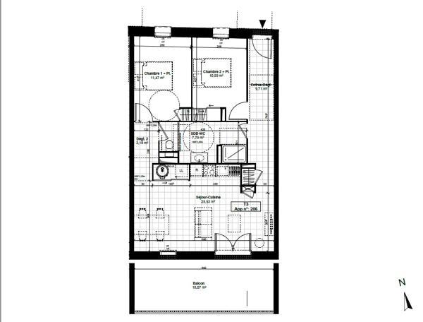 Appartement 3 pièces 68.67 m2